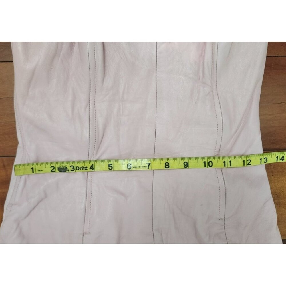 Vintage Pink Leather Strapless Dress Size 8 Mermaid Midi Genuine Leather USA - Picture 12 of 13